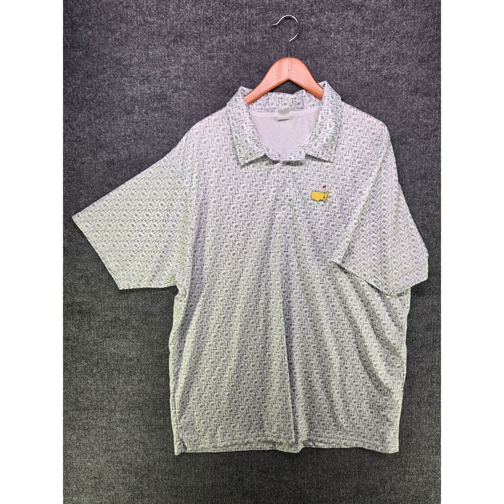 Masters Tournament Golf Polo Shirt Mens 2XL White Green Graphic Print GarmentOne